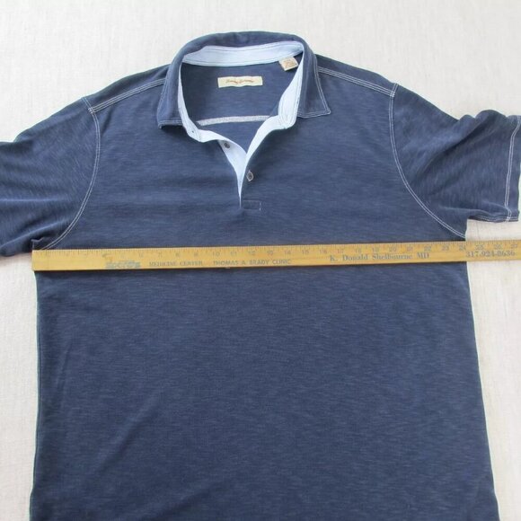Tommy Bahama Polo Shirt Mens XL Navy Golf Performance Short Sleeve Slit Collared - Picture 7 of 11